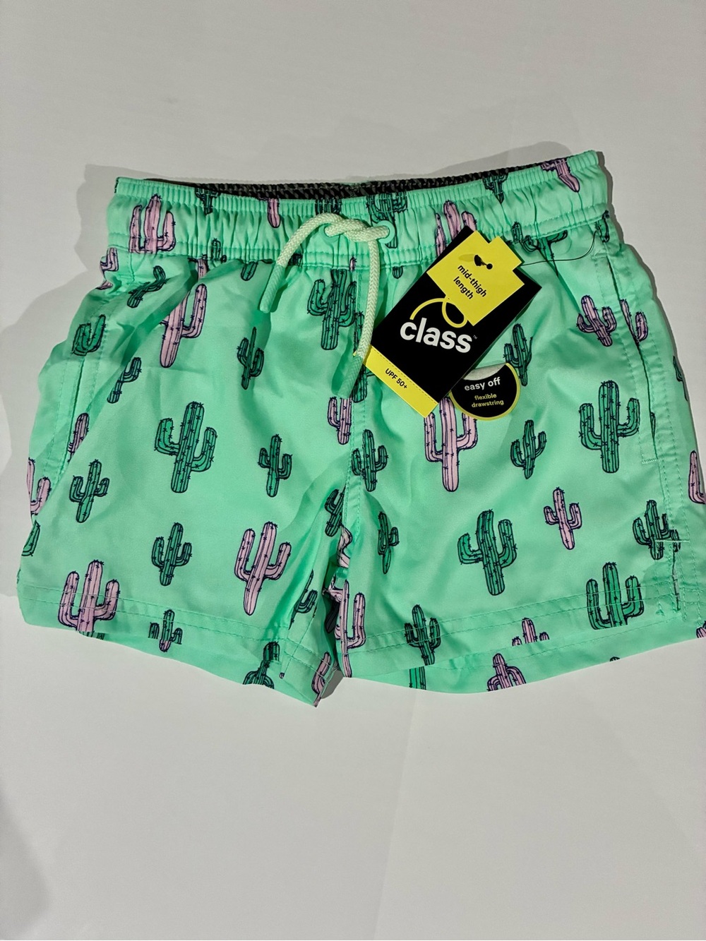art class Green Cactus Print Boys Swim Trunks